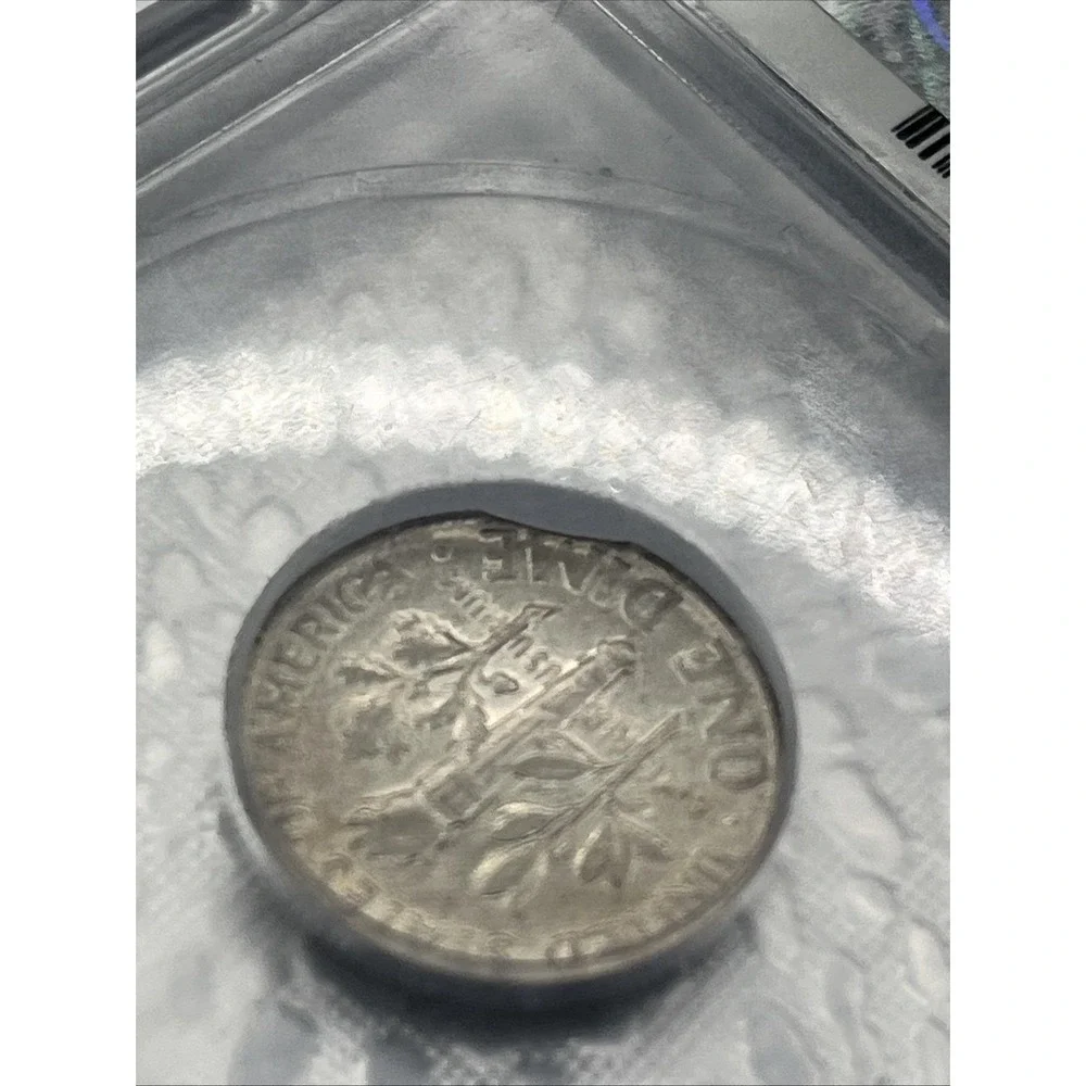 1964 Roosevelt Silver Dime - ICG AU55 - MAJOR CLIPPED PLANCHET MINT ERROR